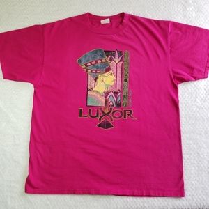 Vintage Luxor Las Vegas Queen Nefertiti Graphic T Shirt Pink Size XXL Pyramid